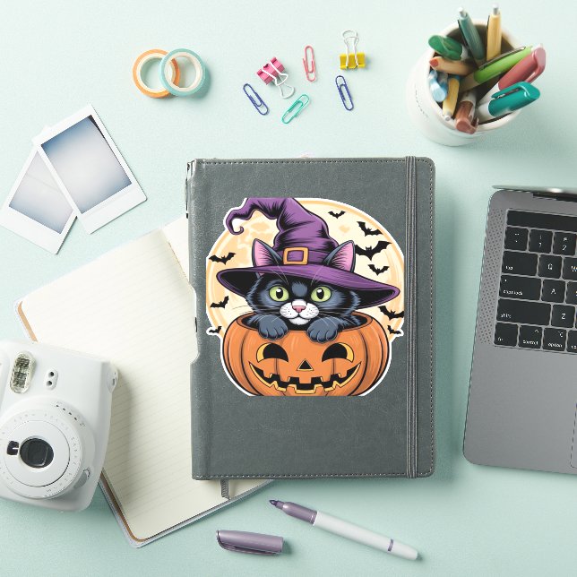 Cat Halloween Pumpkin Black Cat Oversized T-Shirt (iPad Cover)