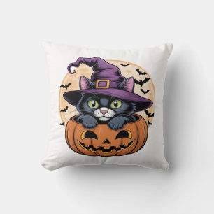 Cat Halloween Pumpkin Black Cat Oversized T-Shirt Cushion