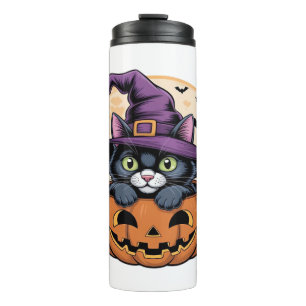 Cat Halloween Pumpkin Black Cat Oversized T-Shirt Thermal Tumbler