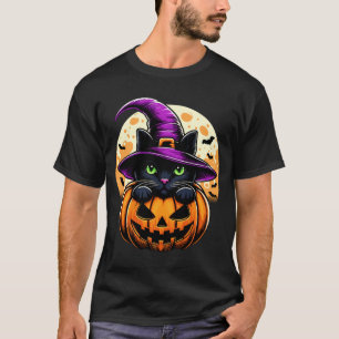 Cat Halloween Pumpkin Black Cat Performance T-Shirt