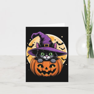 Cat Halloween Pumpkin Black Cat Scarry Spooky Card
