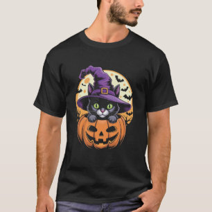 Cat Halloween Pumpkin Black Cat Scarry Spooky Gift T-Shirt