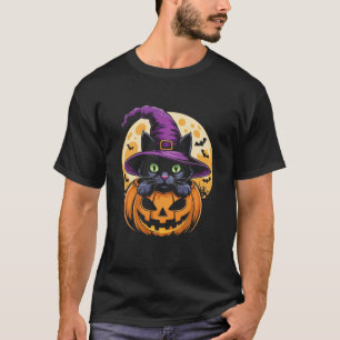 Cat Halloween Pumpkin Black Cat Scarry Spooky Gift T-Shirt