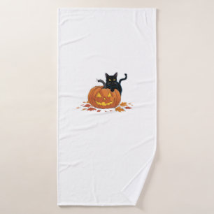 Cat Halloween Pumpkin For Women Men Kids Bath Towel