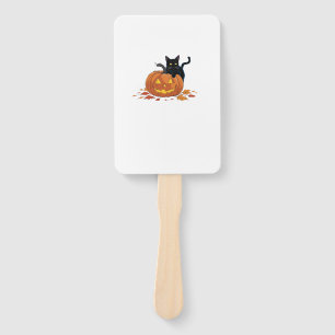 Cat Halloween Pumpkin For Women Men Kids Hand Fan