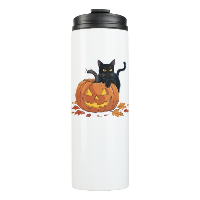 Cat Halloween Pumpkin For Women Men Kids  Thermal Tumbler (Front)