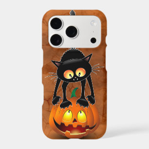 Cat Halloween Scared Cartoon on Pumpkin