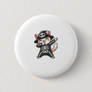 Cat Halloween Skeleton Cute Cat Kids 6 Cm Round Badge