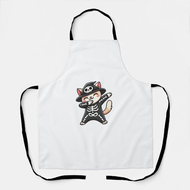 Cat Halloween Skeleton Cute Cat Kids   Apron (Front)