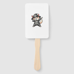 Cat Halloween Skeleton Cute Cat Kids Hand Fan