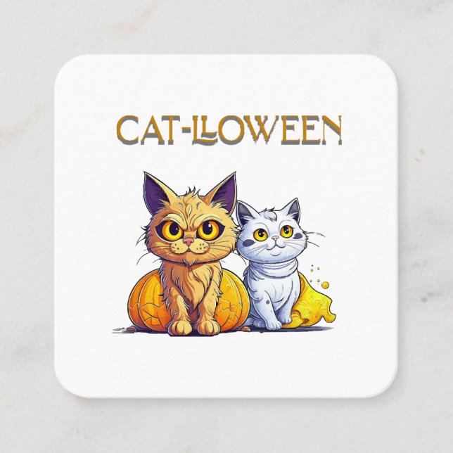 Cat Halloween  Square Business Card (Front)