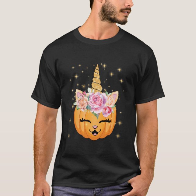 Cat Halloween Unicorn Cat T-Shirt (Front)