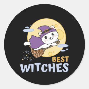 Cat Halloween Witch Children Witches Best Witches Classic Round Sticker