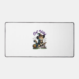 Cat Halloween Witch Costume Farmer Family Kids Tod Desk Mat
