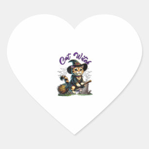 Cat Halloween Witch Costume Farmer Family Kids Tod Heart Sticker