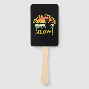 Cat Halloween You Are Creepin Meow Hand Fan
