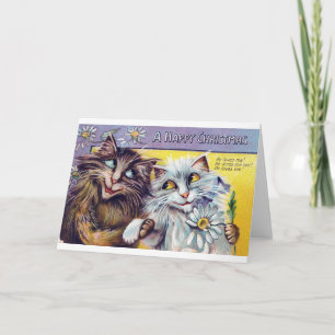 Cat Happy Christmas Card, Louis Wain Card