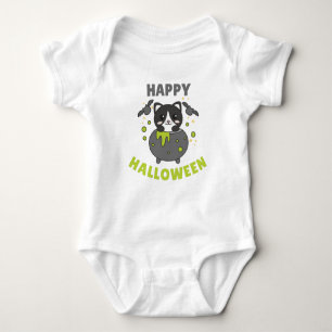 Cat Happy Halloween Cauldron Bat Baby Bodysuit