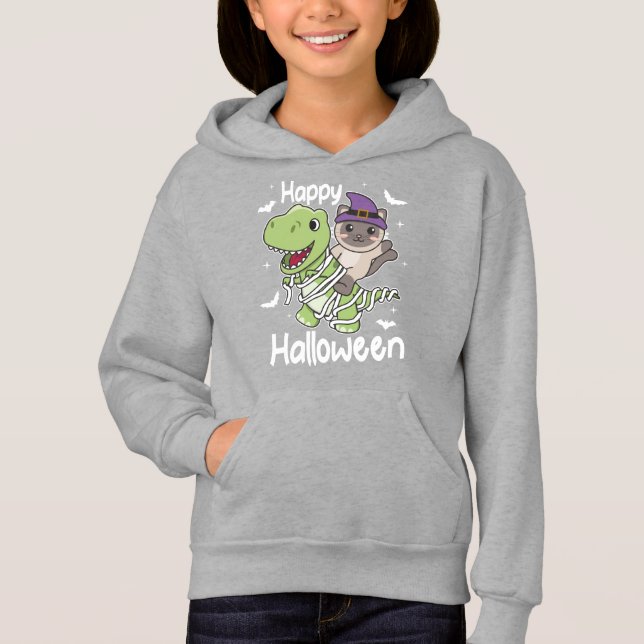 Cat Happy Halloween T-rex Mummy Costume (Front)