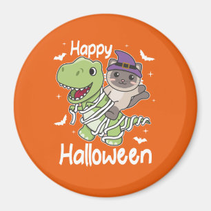 Cat Happy Halloween T-rex Mummy Costume Magnet