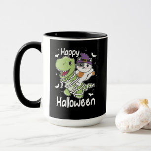 Cat Happy Halloween T-rex Mummy Costume Mug