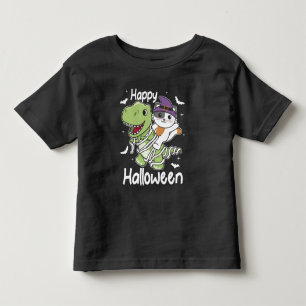 Cat Happy Halloween T-rex Mummy Costume Toddler T-Shirt