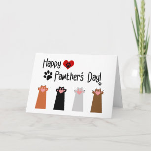 Cat Happy Pawther's Day - Paws Up Greeting Card