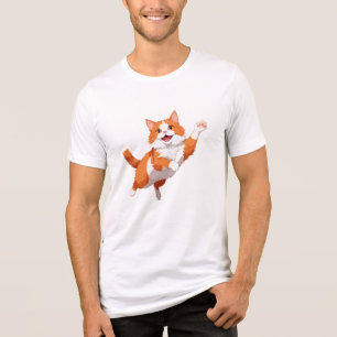Cat Happy Playful Fun Jumping In The Air Joyful Tri-Blend Shirt