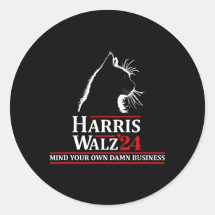 Cat Harris Walz 2024 Kamala Harris 2024 Tim Walz 2 Classic Round Sticker