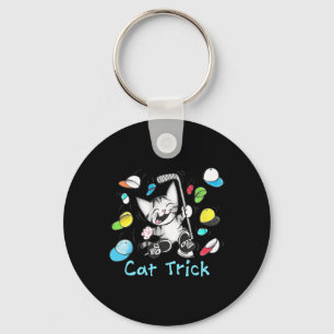 Cat Hat Trick Ice Hockey Goal Scoring Kitten Kitty Key Ring
