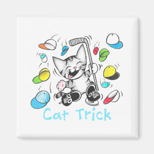 Cat Hat Trick Ice Hockey Goal Scoring Kitten Kitty Magnet