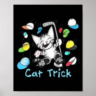 Cat Hat Trick Ice Hockey Goal Scoring Kitten Kitty Poster