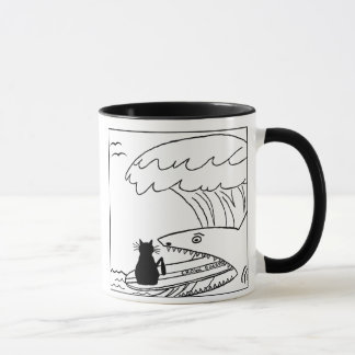 Cat Hater Surfing Cartoon Mug