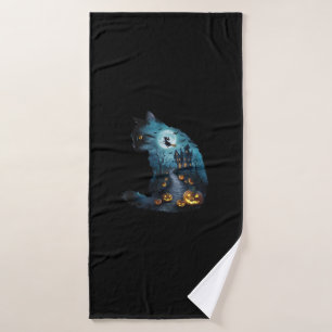 Cat Haunted Horror House Halloween Mens Womens Kid Bath Towel