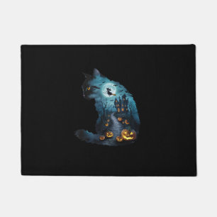 Cat Haunted Horror House Halloween Mens Womens Kid Doormat
