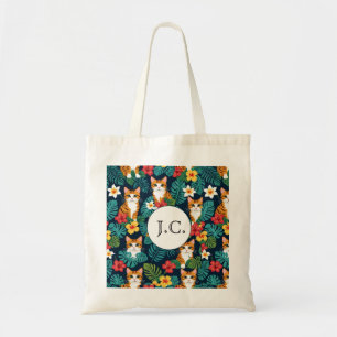 Cat Hawaiian shirt style pattern tropical ginger Tote Bag