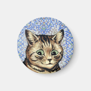 Cat head drawing by Louis Wain Magnet