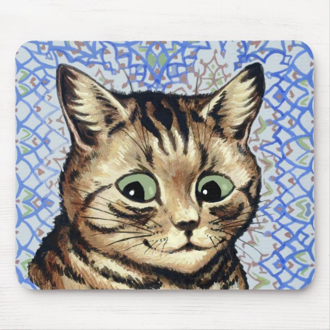 Cat head drawing by Louis Wain  Mouse Pad (Front)