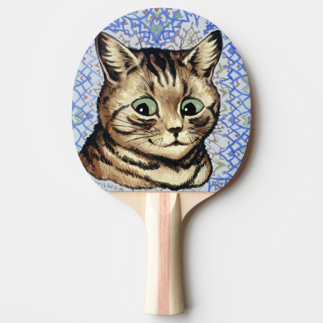 Cat head drawing by Louis Wain  Ping Pong Paddle (Front)