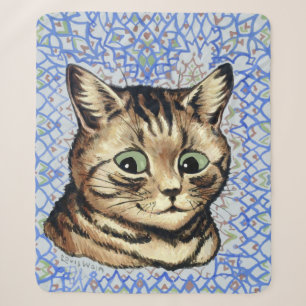 Cat head drawing by Louis Wain Sherpa Blanket