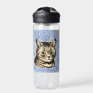 Cat head drawing by Louis Wain  Water Bottle