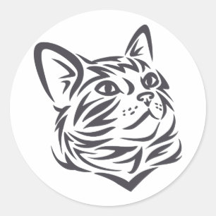 Cat head in ornament - Choose background color Classic Round Sticker