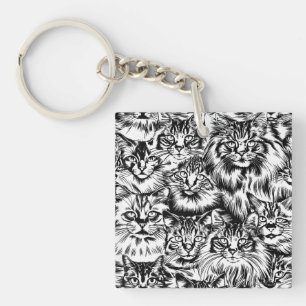 Cat Head Pattern Key Ring
