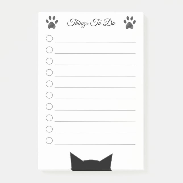 Cat Head & Paws Things To Do Post-it Notes (Front)