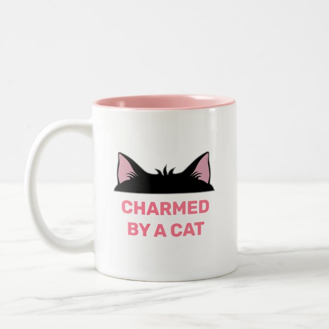 Cat Head & Personalised Funny Cat Quote Two-Tone Coffee Mug (Left)