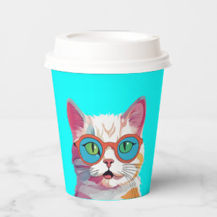Cat Head Wearing Glasses Clipart-78199 Paper Cups