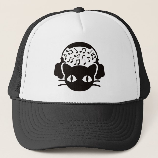 Cat_Headphones Trucker Hat (Front)