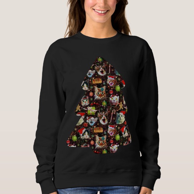 Cat Heads in Space Funny Ugly Christmas Sweater (Front)