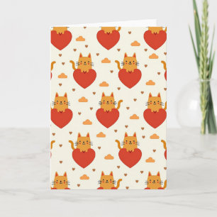 Cat Heart Love Pattern Card