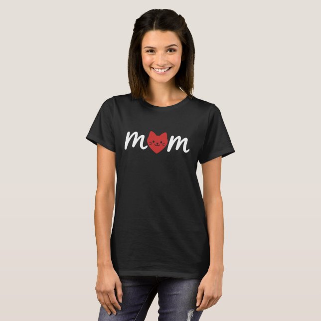 Cat Heart Mum Minimalist Love T-Shirt (Front Full)
